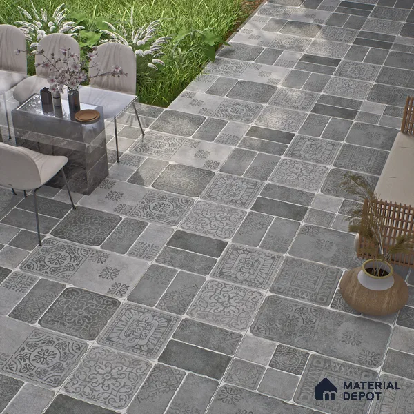 Parking Floor & Wall TL 00060 E Grey 2 ft x 1 ft Matte Finish Stone Vitrified Tile - 12 mm | 32 Random Faces | Suitable For Heavy Duty Outdoor Areas