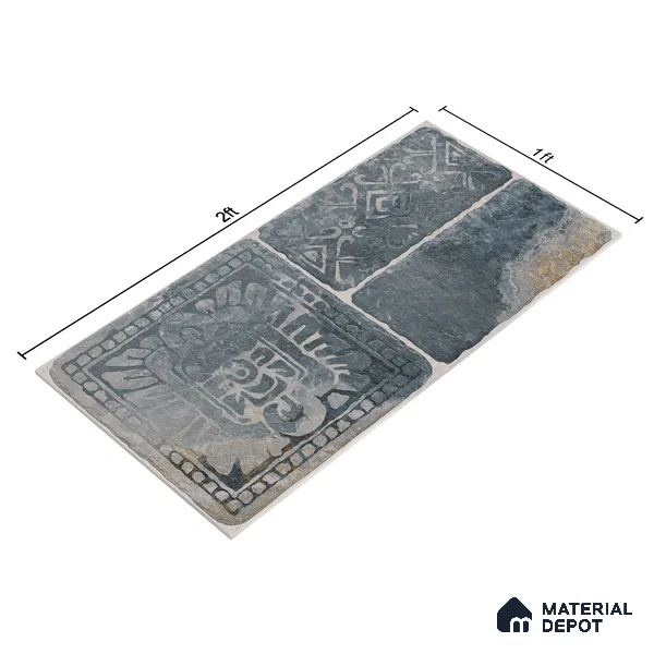 Parking Floor & Wall TL 00060 F Noir Black 2 ft x 1 ft Matte Finish Stone Vitrified Tile - 12 mm | 32 Random Faces | Suitable For Heavy Duty Outdoor Areas