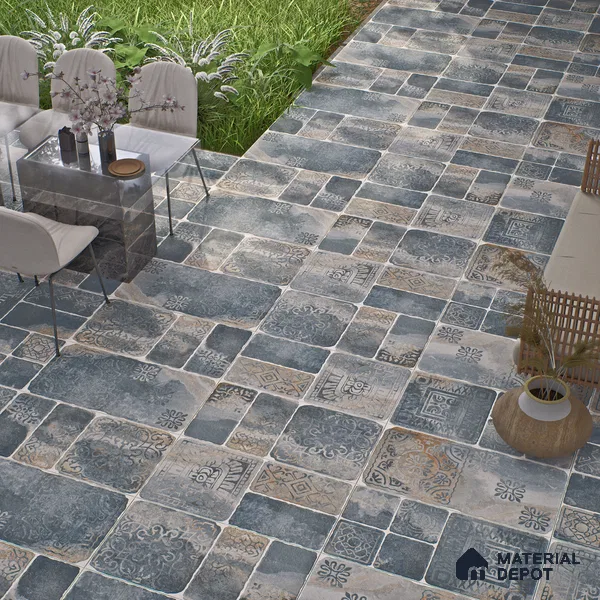 Parking Floor & Wall TL 00060 F Noir Black 2 ft x 1 ft Matte Finish Stone Vitrified Tile - 12 mm | 32 Random Faces | Suitable For Heavy Duty Outdoor Areas