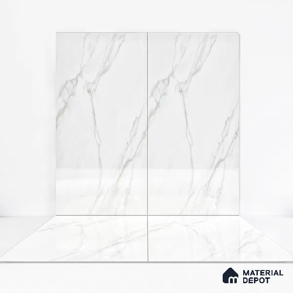 Endless Floor & Wall Vitrified Tile Statuario Venus White 4 ft x 2 ft | TL 01187 Glossy Finish - 9 mm | Suitable for Living Room, Bedroom (Sample)