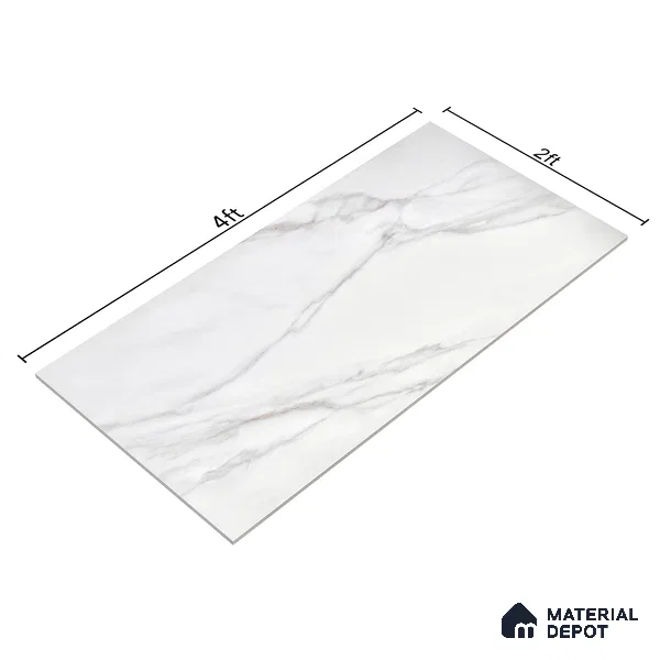 Endless Floor & Wall Vitrified Tile Statuario Venus White 4 ft x 2 ft | TL 01187 Glossy Finish - 9 mm | Suitable for Living Room, Bedroom (Sample)
