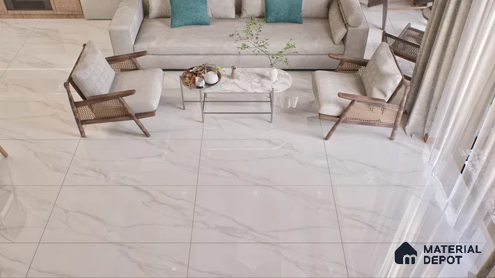 Endless Floor & Wall Vitrified Tile Statuario Venus White 4 ft x 2 ft | TL 01187 Glossy Finish - 9 mm | Suitable for Living Room, Bedroom (Sample)