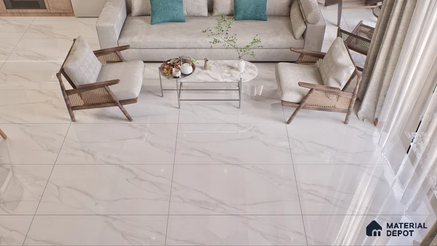 Endless Floor & Wall Vitrified Tile Statuario Venus White 4 ft x 2 ft | TL 01187 Glossy Finish - 9 mm | Suitable for Living Room, Bedroom