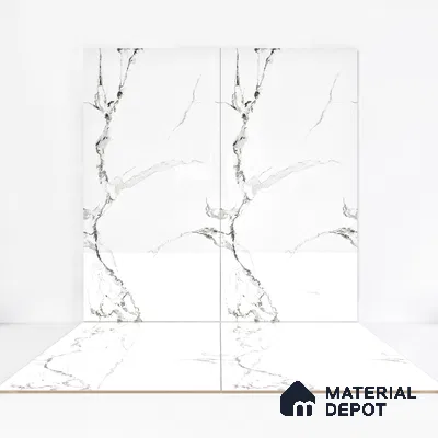 Endless Floor & Wall Tile TL 02941 White 1600 x 800 mm Glossy Finish Vitrified Tile - 9 mm | Suitable For Living Room, Bedroom