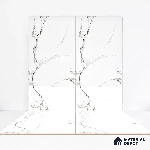 Endless Floor & Wall Tile TL 02941 White 1600 x 800 mm Glossy Finish Vitrified Tile - 9 mm | Suitable For Living Room, Bedroom