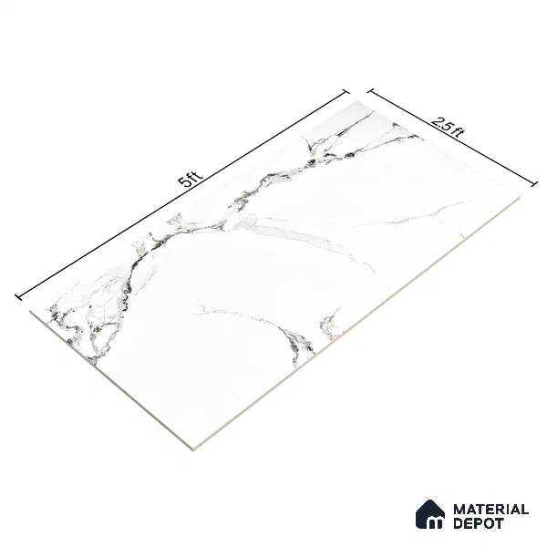 Endless Floor & Wall Tile TL 02941 White 1600 x 800 mm Glossy Finish Vitrified Tile - 9 mm | Suitable For Living Room, Bedroom