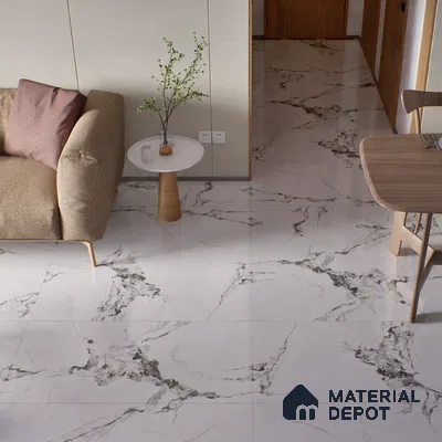 Endless Floor & Wall Tile TL 02941 White 1600 x 800 mm Glossy Finish Vitrified Tile - 9 mm | Suitable For Living Room, Bedroom