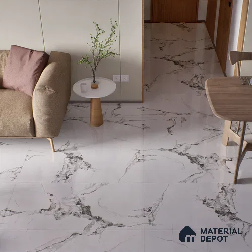 Endless Floor & Wall Tile TL 02941 White 1600 x 800 mm Glossy Finish Vitrified Tile - 9 mm | Suitable For Living Room, Bedroom