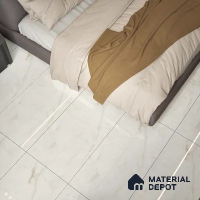 Endless Floor & Wall Tile TL 02948 White Tora 1600 x 800 mm Glossy Finish Vitrified Tile - 9 mm | Suitable For Living Room, Bedroom