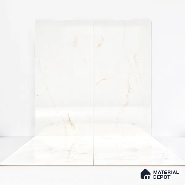 Endless Floor & Wall Tile TL 02948 White Tora 1600 x 800 mm Glossy Finish Vitrified Tile - 9 mm | Suitable For Living Room, Bedroom