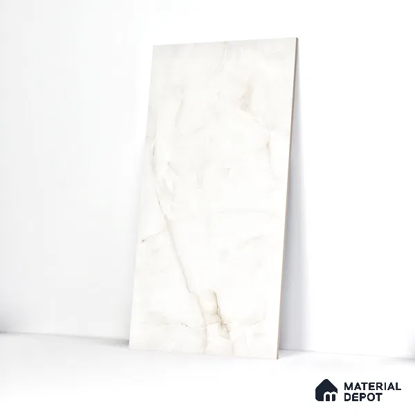 Endless Floor & Wall Tile TL 02948 White Tora 1600 x 800 mm Glossy Finish Vitrified Tile - 9 mm | Suitable For Living Room, Bedroom
