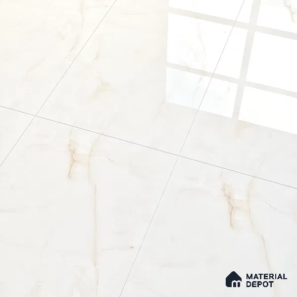 Endless Floor & Wall Tile TL 02948 White Tora 1600 x 800 mm Glossy Finish Vitrified Tile - 9 mm | Suitable For Living Room, Bedroom