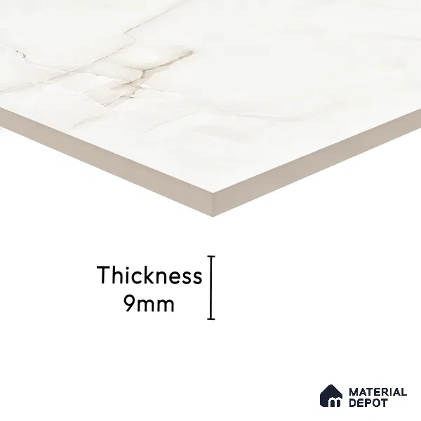 Endless Floor & Wall Tile TL 02948 White Tora 1600 x 800 mm Glossy Finish Vitrified Tile - 9 mm | Suitable For Living Room, Bedroom