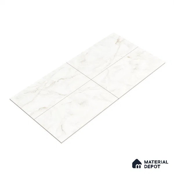 Endless Floor & Wall Tile TL 02948 White Tora 1600 x 800 mm Glossy Finish Vitrified Tile - 9 mm | Suitable For Living Room, Bedroom