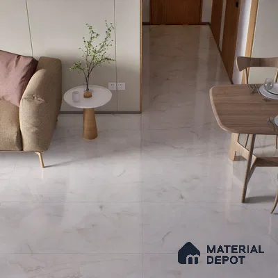 Endless Floor & Wall Tile TL 02948 White Tora 1600 x 800 mm Glossy Finish Vitrified Tile - 9 mm | Suitable For Living Room, Bedroom