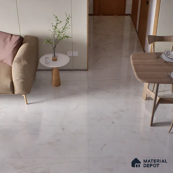 Endless Floor & Wall Tile TL 02948 White Tora 1600 x 800 mm Glossy Finish Vitrified Tile - 9 mm | Suitable For Living Room, Bedroom