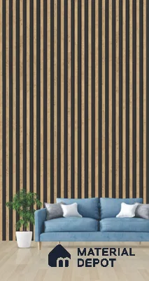 Brown Wooden Louver PN 03267 8 ft x 4.9 inch Charcoal Panel - 8 mm | Suitable for Feature Wall, TV Unit & Living Room | Width is Subjected to 5% Variation