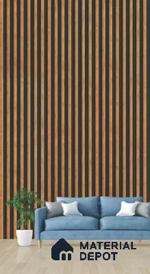 Brown Wooden Louver PN 03268 8 ft x 4.9 inch Charcoal Panel - 8 mm | Suitable for Feature Wall, TV Unit & Living Room | Width is Subjected to 5% Variation