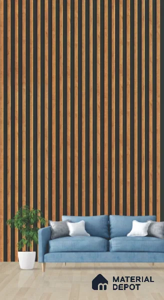 Brown Wooden Louver PN 03268 8 ft x 4.9 inch Charcoal Panel - 8 mm | Suitable for Feature Wall, TV Unit & Living Room | Width is Subjected to 5% Variation