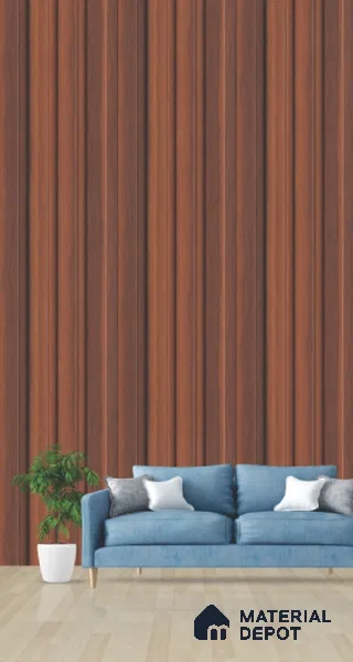 Brown Wooden Louver PN 03276 8 ft x 4.9 inch Charcoal Panel - 8 mm | Suitable for Feature Wall, TV Unit & Living Room | Width is Subjected to 5% Variation
