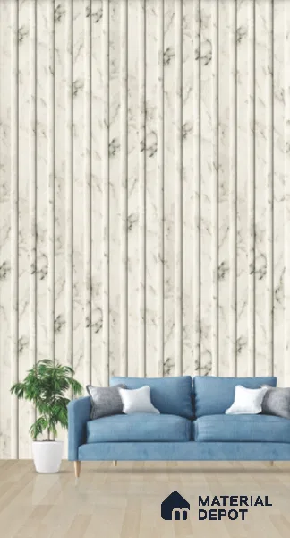 White Marble Look PN 03279 8 ft x 4.9 inch Charcoal Panel - 8 mm | Suitable for Feature Wall, TV Unit & Living Room | Width is Subjected to 5% Variation