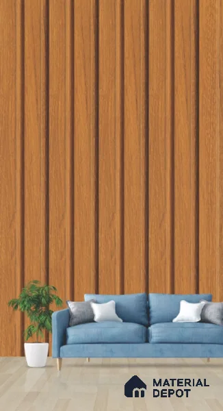Brown Wooden Louver PN 03289 8 ft x 4.9 inch Charcoal Panel - 8 mm | Suitable for Feature Wall, TV Unit & Living Room | Width is Subjected to 5% Variation