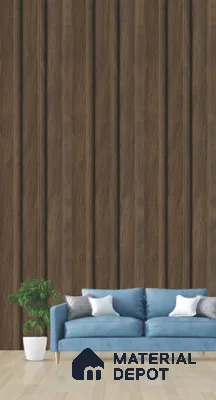 Brown Wooden Louver PN 03292 8 ft x 4.9 inch Charcoal Panel - 8 mm | Suitable for Feature Wall, TV Unit & Living Room | Width is Subjected to 5% Variation