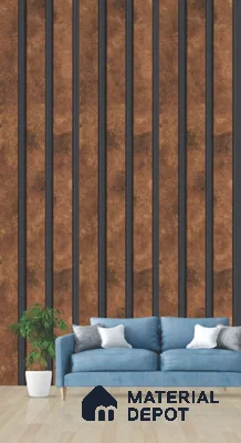 Brown Wooden Louver PN 03294 8 ft x 4.9 inch Charcoal Panel - 8 mm | Suitable for Feature Wall, TV Unit & Living Room | Width is Subjected to 5% Variation