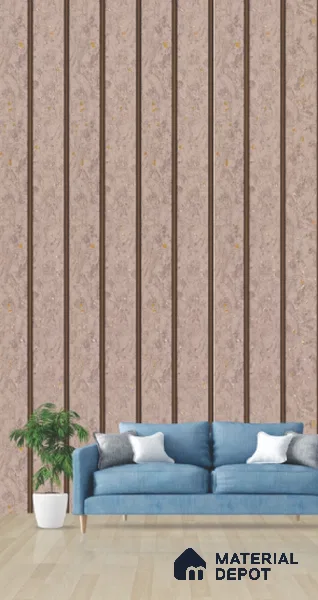Beige Wooden Louver PN 03295 8 ft x 4.9 inch Charcoal Panel - 8 mm | Suitable for Feature Wall, TV Unit & Living Room | Width is Subjected to 5% Variation