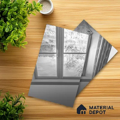 Ferrero 1C Silver Mirror  8 ft x 4 ft High Gloss Finish 6H Anti Scratch Acrylic Self Adhesive Laminate - 1.5 mm | Suitable for Bedroom, TV Unit, Wardrobe, Kitchen Cabinet