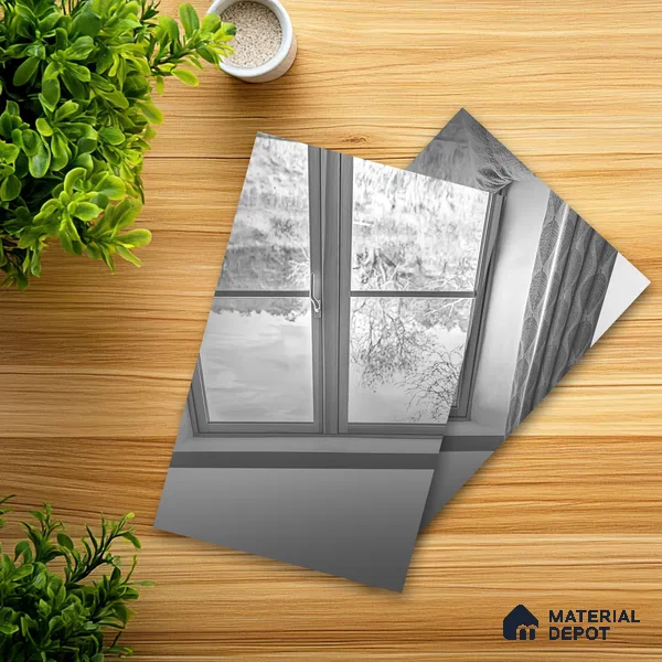 Ferrero 1C Silver Mirror  8 ft x 4 ft High Gloss Finish 6H Anti Scratch Acrylic Self Adhesive Laminate - 1.5 mm | Suitable for Bedroom, TV Unit, Wardrobe, Kitchen Cabinet