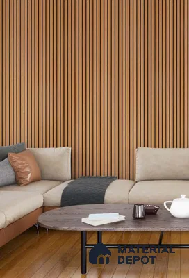 Brown Wooden Louver PN 03195 8 ft x 4.9 inch Charcoal Panel - 8 mm | Suitable for Feature Wall, TV Unit & Living Room | Width is Subjected to 5% Variation