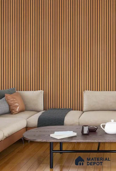 Brown Wooden Louver PN 03195 8 ft x 4.9 inch Charcoal Panel - 8 mm | Suitable for Feature Wall, TV Unit & Living Room | Width is Subjected to 5% Variation