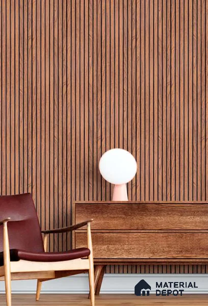 Brown Wooden Louver PN 03196 8 ft x 4.9 inch Charcoal Panel - 8 mm | Suitable for Feature Wall, TV Unit & Living Room | Width is Subjected to 5% Variation
