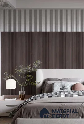 Brown Wooden Louver PN 03198 8 ft x 4.9 inch Charcoal Panel - 8 mm | Suitable for Feature Wall, TV Unit & Living Room | Width is Subjected to 5% Variation