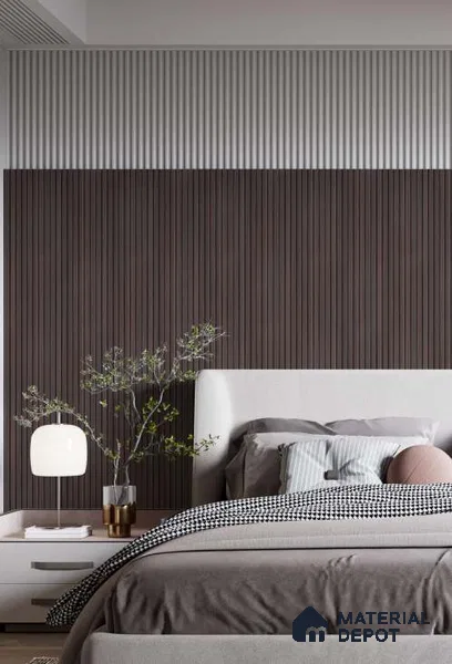 Brown Wooden Louver PN 03198 8 ft x 4.9 inch Charcoal Panel - 8 mm | Suitable for Feature Wall, TV Unit & Living Room | Width is Subjected to 5% Variation