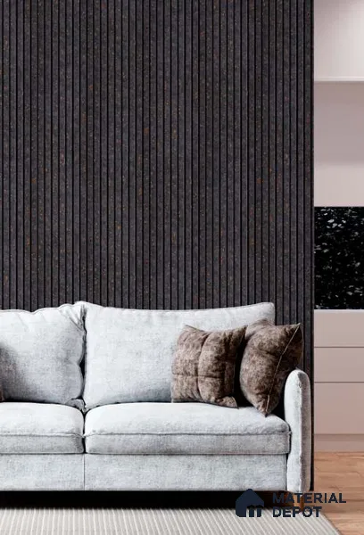 Grey Patterned Louver PN 03202 8 ft x 4.9 inch Charcoal Panel - 8 mm | Suitable for Feature Wall, TV Unit & Living Room | Width is Subjected to 5% Variation