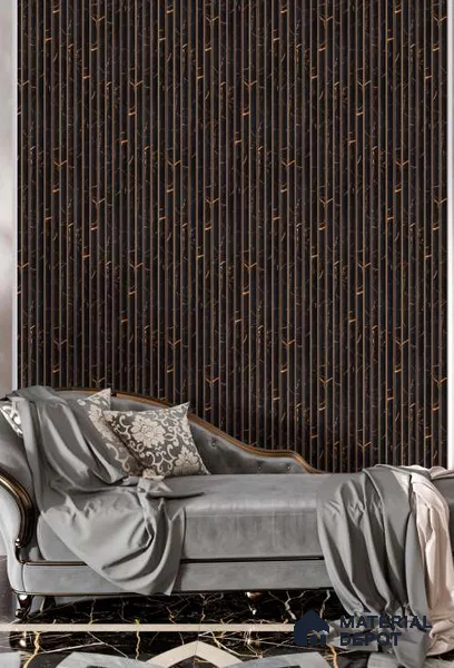Black Marble Louver PN 03212 8 ft x 4.9 inch Charcoal Panel - 8 mm | Suitable for Feature Wall, TV Unit & Living Room | Width is Subjected to 5% Variation