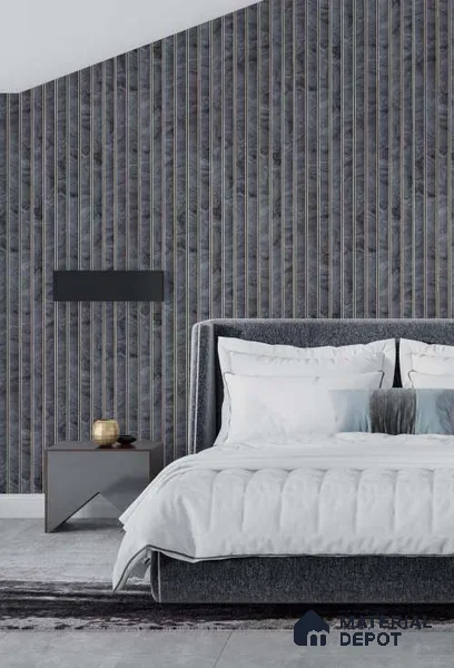 Grey Marble Louver PN 03214 8 ft x 4.9 inch Charcoal Panel - 8 mm | Suitable for Feature Wall, TV Unit & Living Room | Width is Subjected to 5% Variation