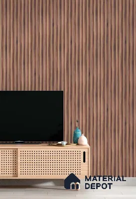 Brown Wooden Louver PN 03215 8 ft x 4.9 inch Charcoal Panel - 8 mm | Suitable for Feature Wall, TV Unit & Living Room | Width is Subjected to 5% Variation