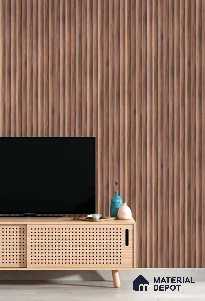 Brown Wooden Louver PN 03215 8 ft x 4.9 inch Charcoal Panel - 8 mm | Suitable for Feature Wall, TV Unit & Living Room | Width is Subjected to 5% Variation