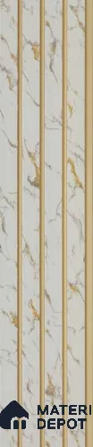 White Marble Louver PN 03219 8 ft x 4.9 inch Charcoal Panel - 8 mm | Suitable for Feature Wall, TV Unit & Living Room | Width is Subjected to 5% Variation
