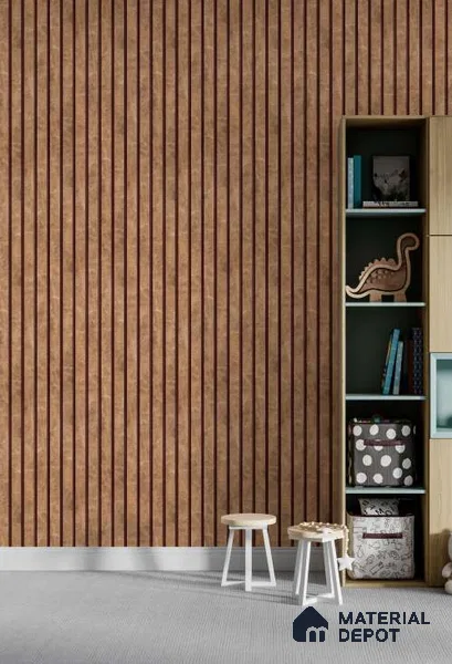 Brown Patterned Louver PN 03222 8 ft x 4.9 inch Charcoal Panel - 8 mm | Suitable for Feature Wall, TV Unit & Living Room | Width is Subjected to 5% Variation
