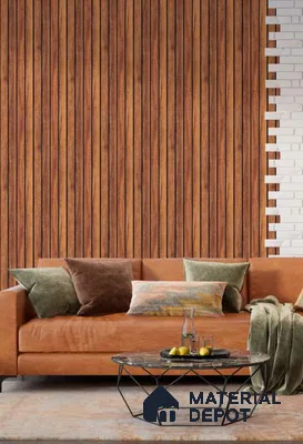 Brown Wooden Louver PN 03224 8 ft x 4.9 inch Charcoal Panel - 8 mm | Suitable for Feature Wall, TV Unit & Living Room | Width is Subjected to 5% Variation