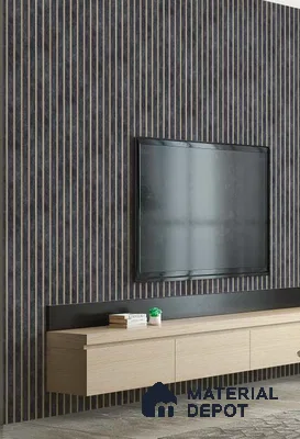 Grey Patterned Louver PN 03226 8 ft x 4.9 inch Charcoal Panel - 8 mm | Suitable for Feature Wall, TV Unit & Living Room | Width is Subjected to 5% Variation
