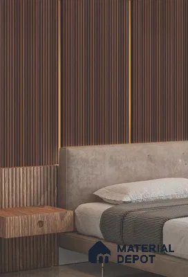 Brown Wooden Louver PN 03231 8 ft x 4.9 inch Charcoal Panel - 8 mm | Suitable for Feature Wall, TV Unit & Living Room | Width is Subjected to 5% Variation