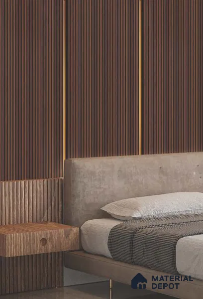 Brown Wooden Louver PN 03231 8 ft x 4.9 inch Charcoal Panel - 8 mm | Suitable for Feature Wall, TV Unit & Living Room | Width is Subjected to 5% Variation