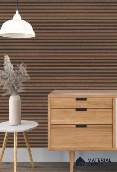 Brown Wooden Louver PN 03232 8 ft x 4.9 inch Charcoal Panel - 8 mm | Suitable for Feature Wall, TV Unit & Living Room | Width is Subjected to 5% Variation