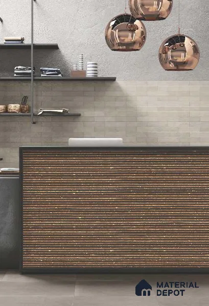 Brown Marble Louver PN 03242 8 ft x 4.9 inch Charcoal Panel - 8 mm | Suitable for Feature Wall, TV Unit & Living Room | Width is Subjected to 5% Variation