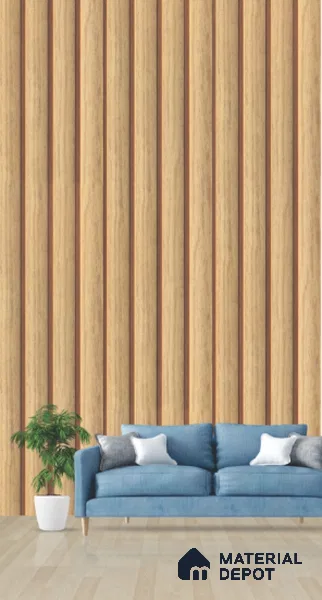 Brown Wooden Louver PN 03265 8 ft x 4.9 inch Charcoal Panel - 8 mm | Suitable for Feature Wall, TV Unit & Living Room | Width is Subjected to 5% Variation
